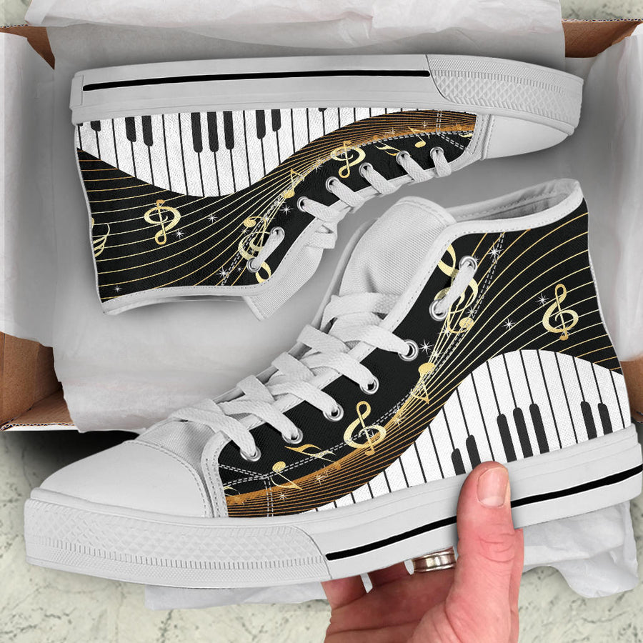 Piano And Music Notes High Tops