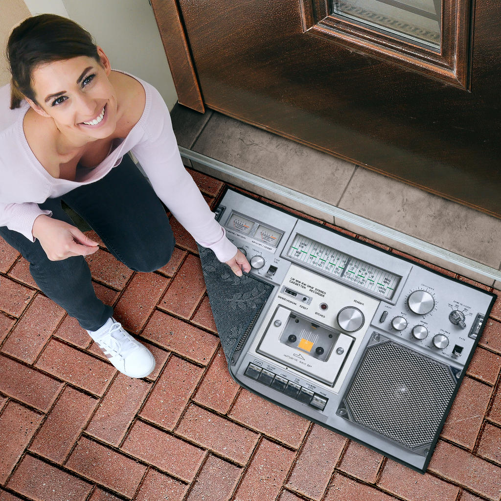 White Stereo Door Mat