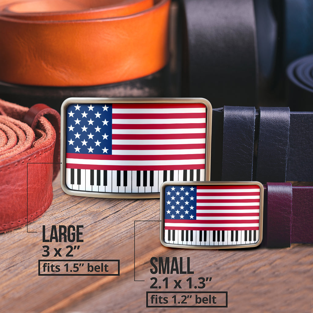 Stunning American Flag Piano Key Belt Buckle
