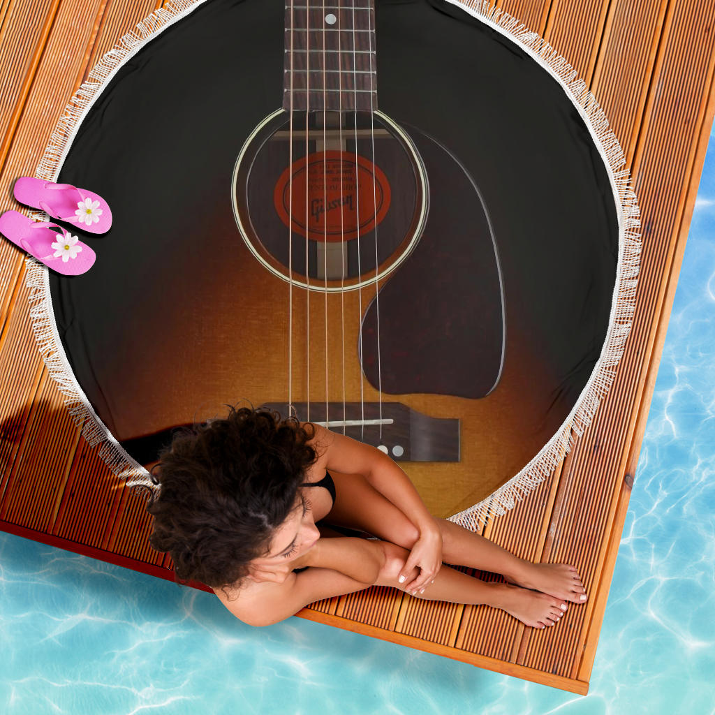 Black Guitar Beach Blanket