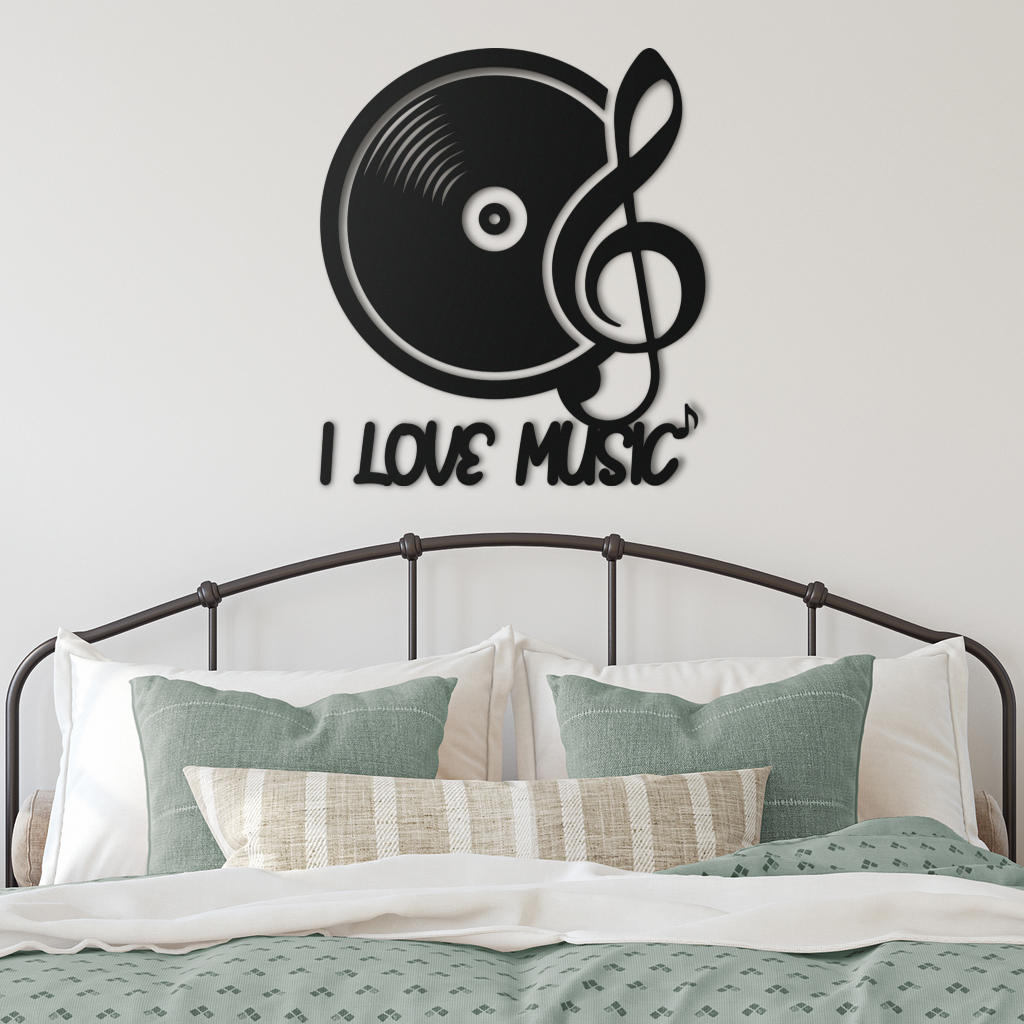 I Love Music Metal Sign