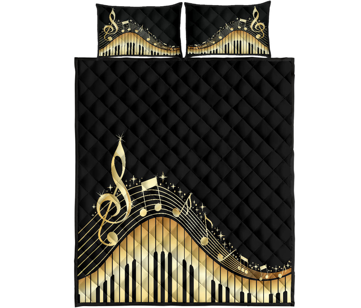 Piano Art Musical Notes Quilt Bed Set