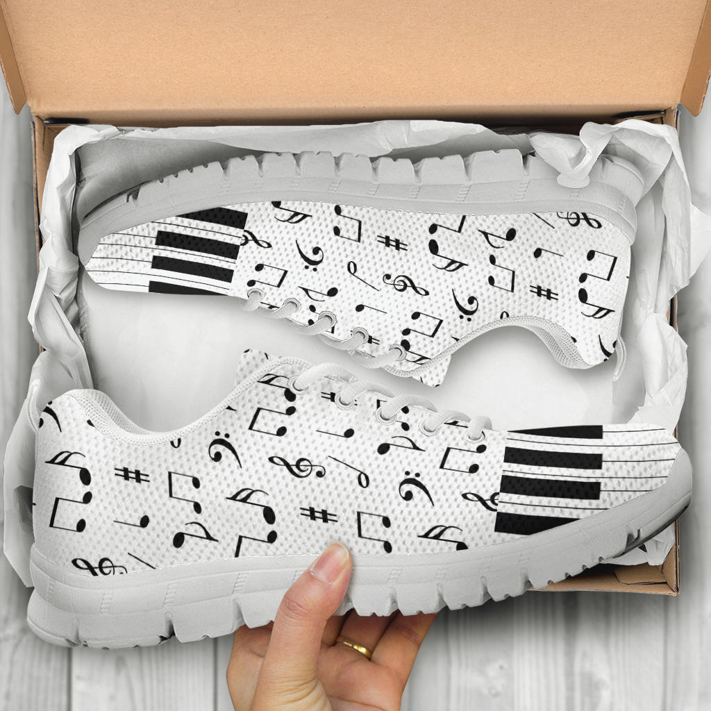 Musical Notes With Piano Art Sneakers