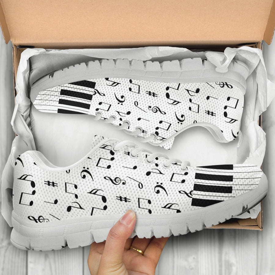 Musical Notes With Piano Art Sneakers
