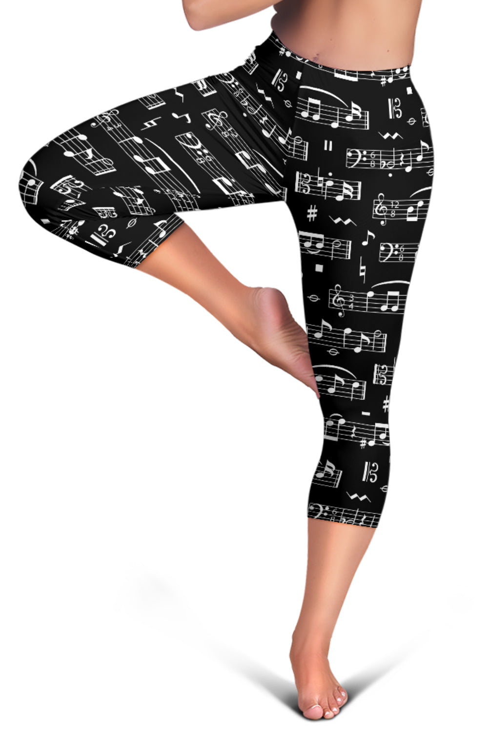 Music Notes Black Capris
