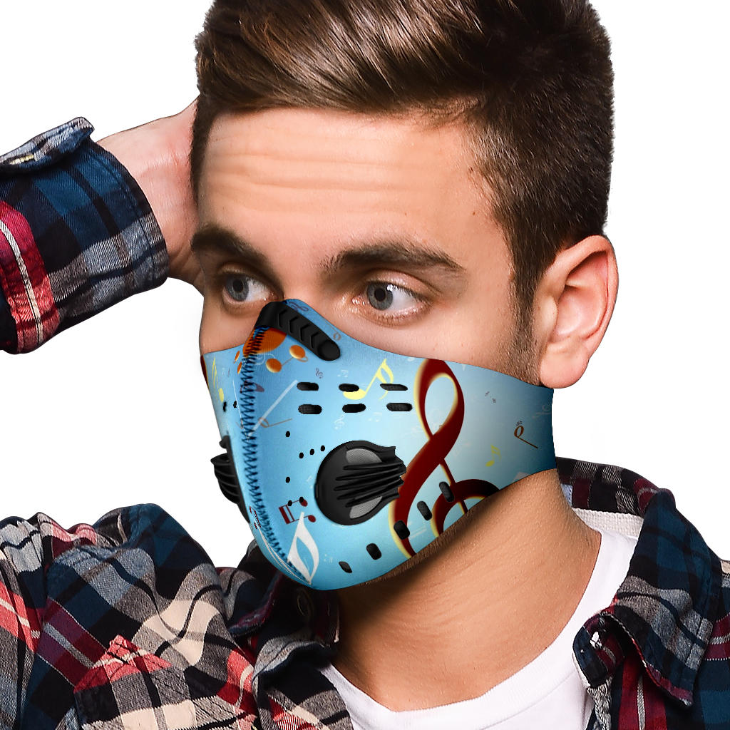 Music Notes Light Blue Premium Face Mask