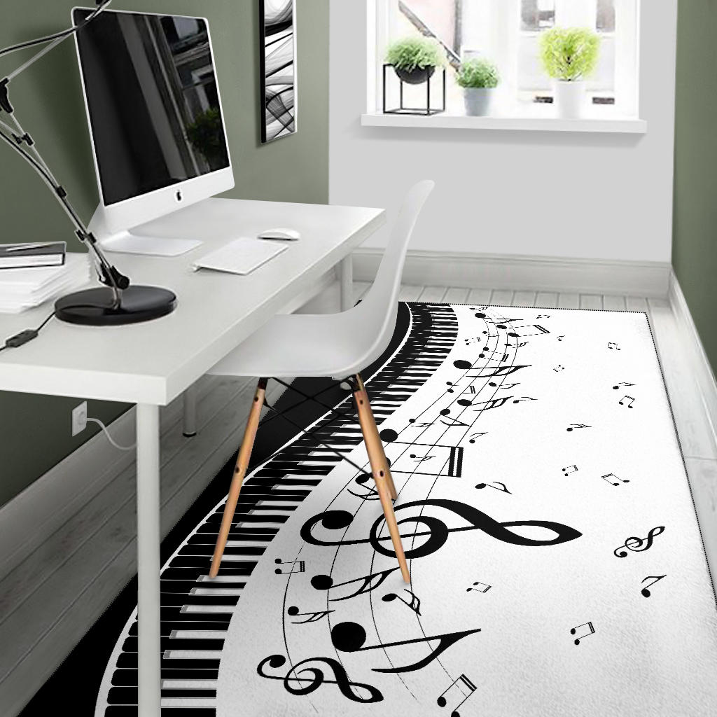 Music Notes And Piano Keys Area Rug