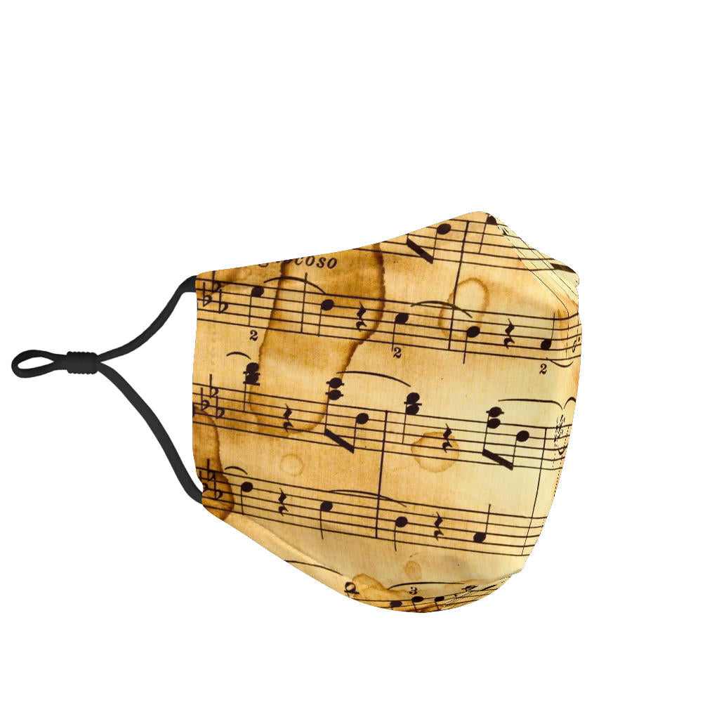 Old Music Notes Face Mask