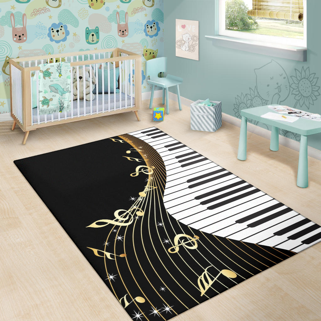 Piano Key And Music Notes Area Rug