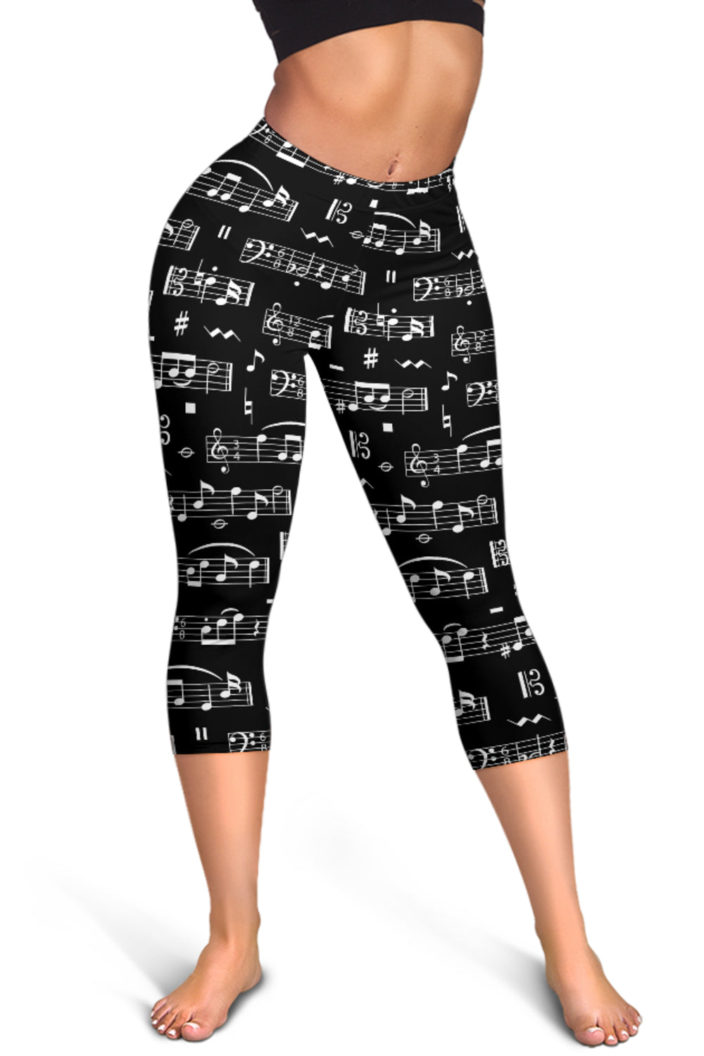 Music Notes Black Capris