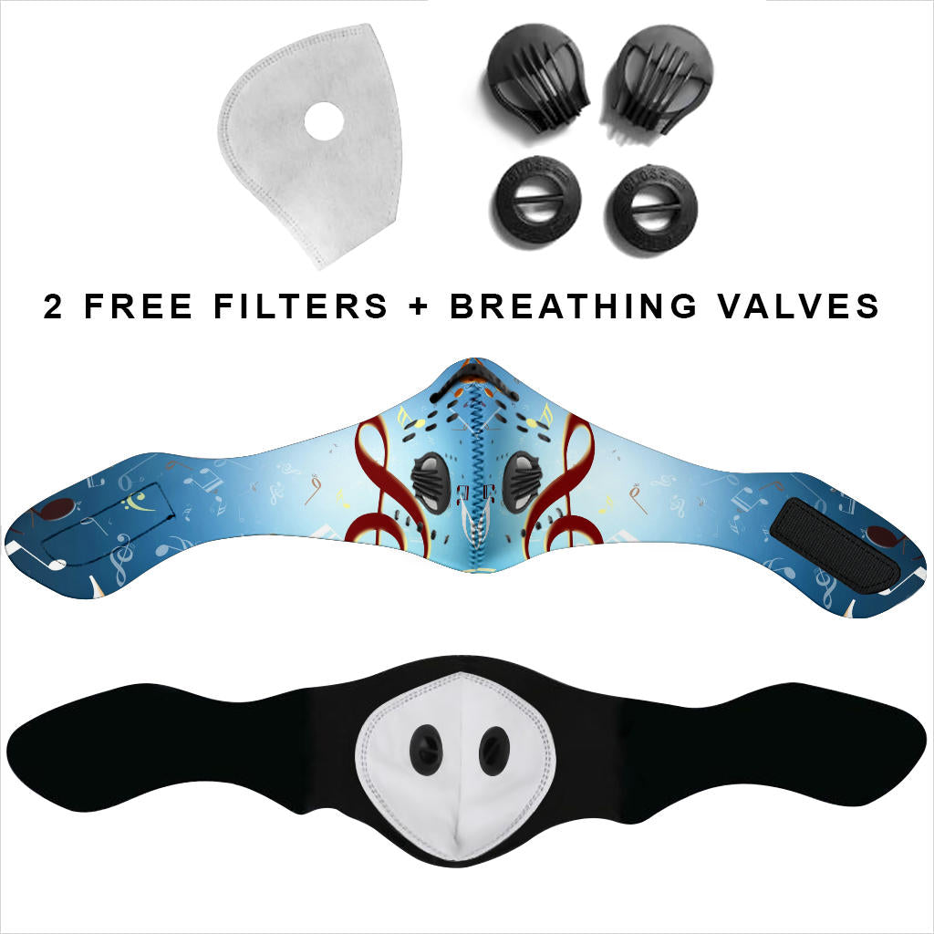 Music Notes Light Blue Premium Face Mask