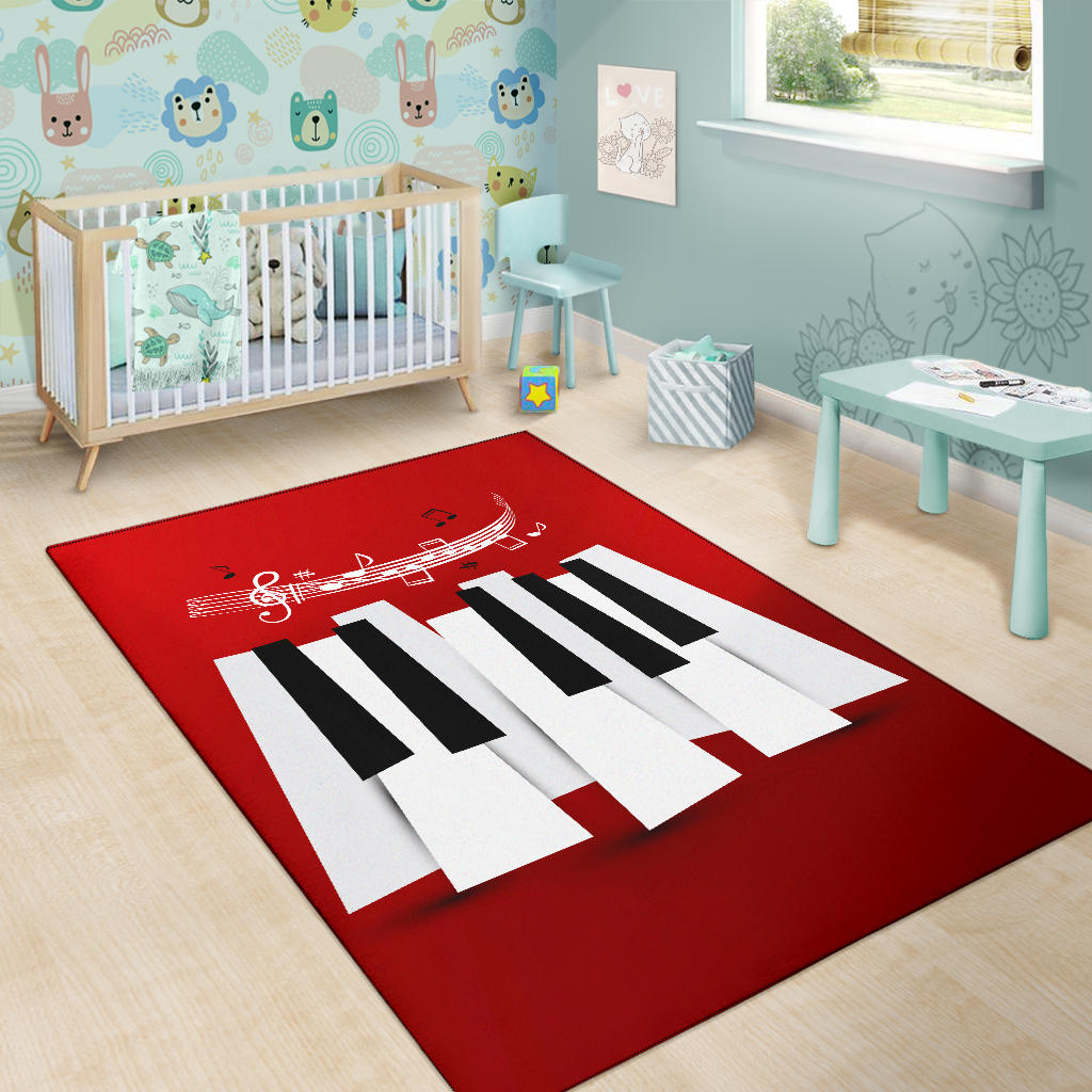 Piano Key And Musical Notes Area Rug