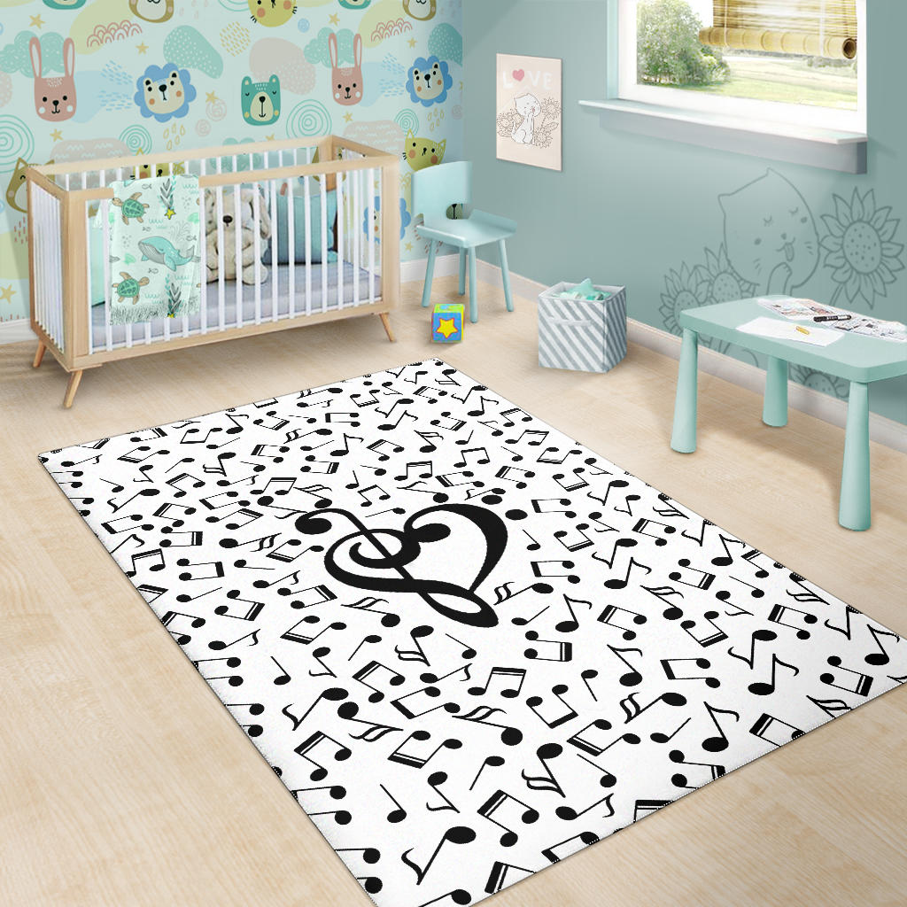 Musical Notes Heart Area Rug