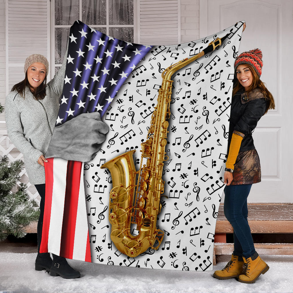 Music Notes Saxophone Blanket