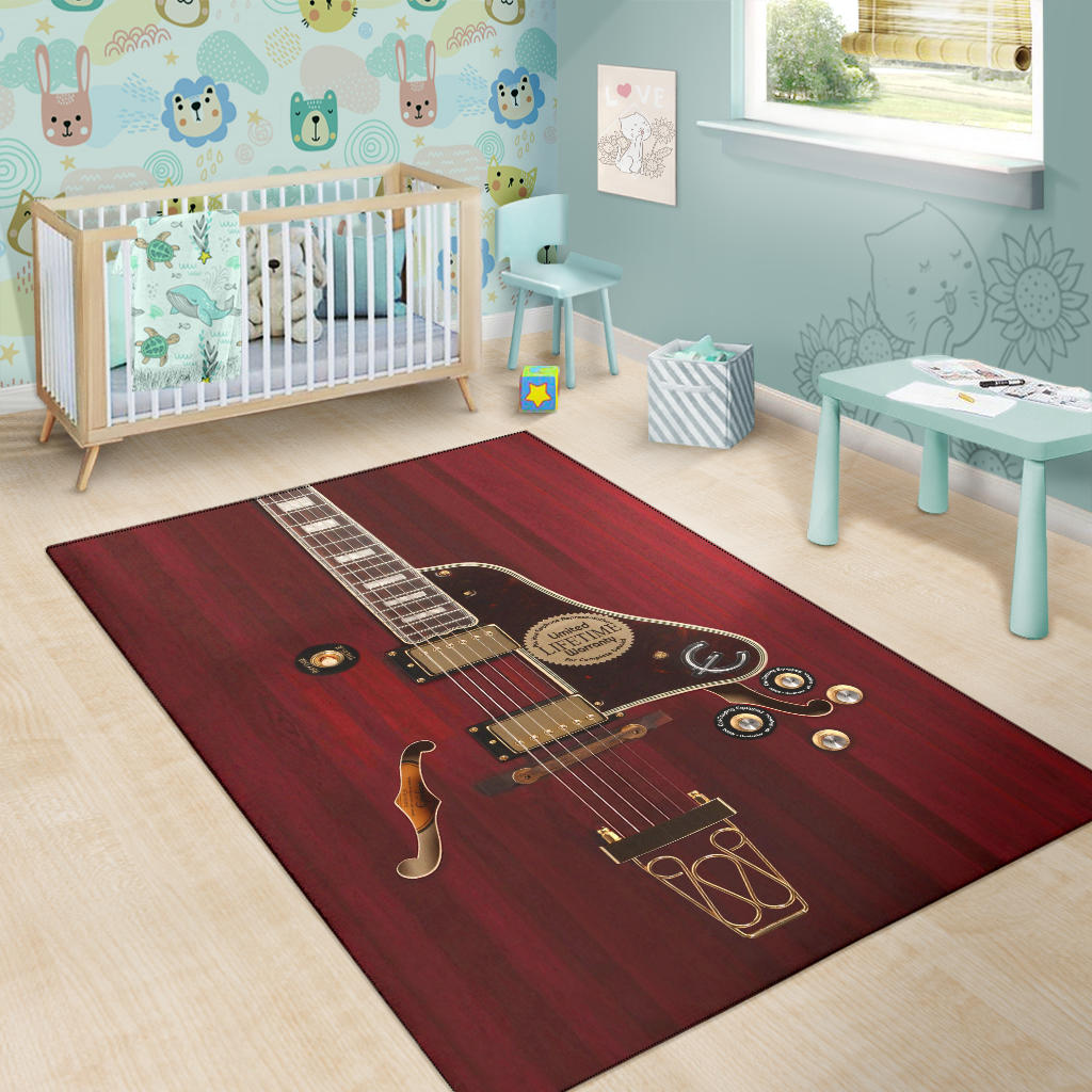 Red Electric Guitar Area Rug