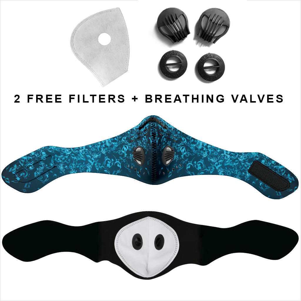 Music Notes Blue Premium Face Mask