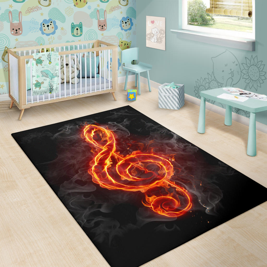 Treble Clef Fire Area Rug