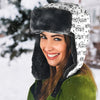 Musical Notes Pattern White Trapper Hat