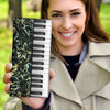 Piano Keys Floral Leather Wallet