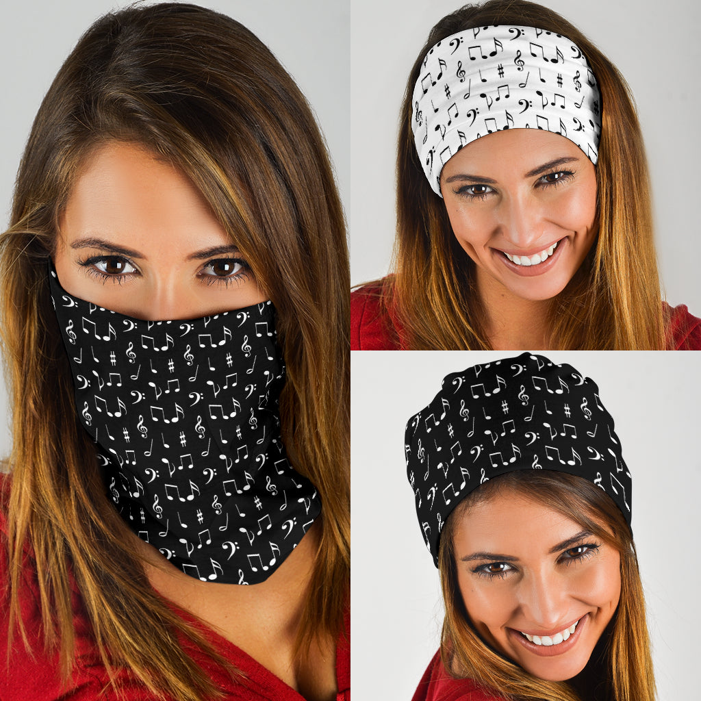 Music Notes Black And White Art Bandana 3-Pack