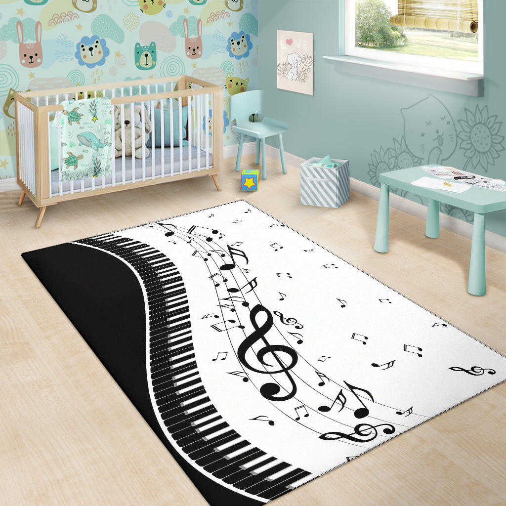 Musical Notes and Piano Keys Area Rug