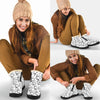 Music Notes Pattern White Cozy Winter Boots