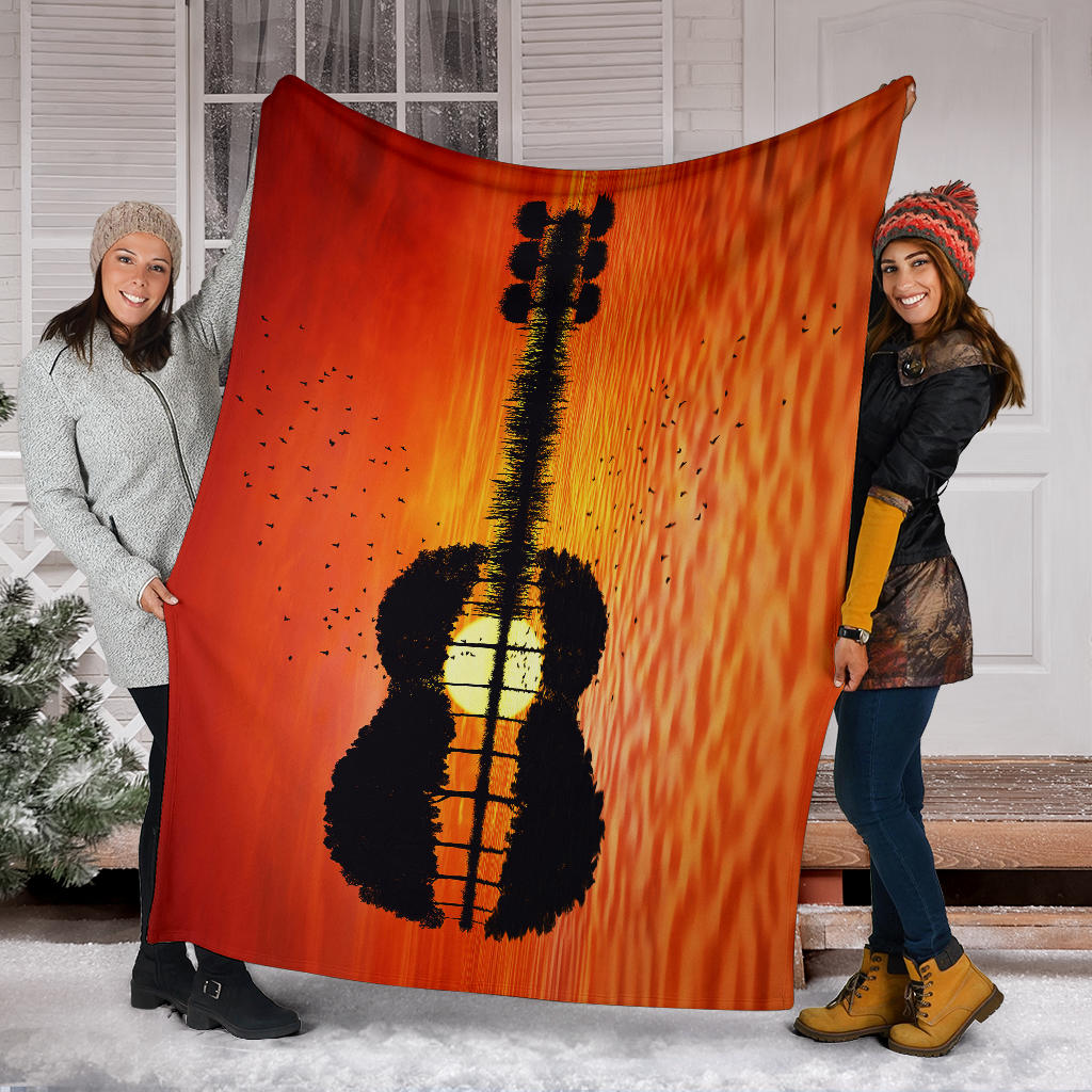 Guitar Sunset Premium Blanket