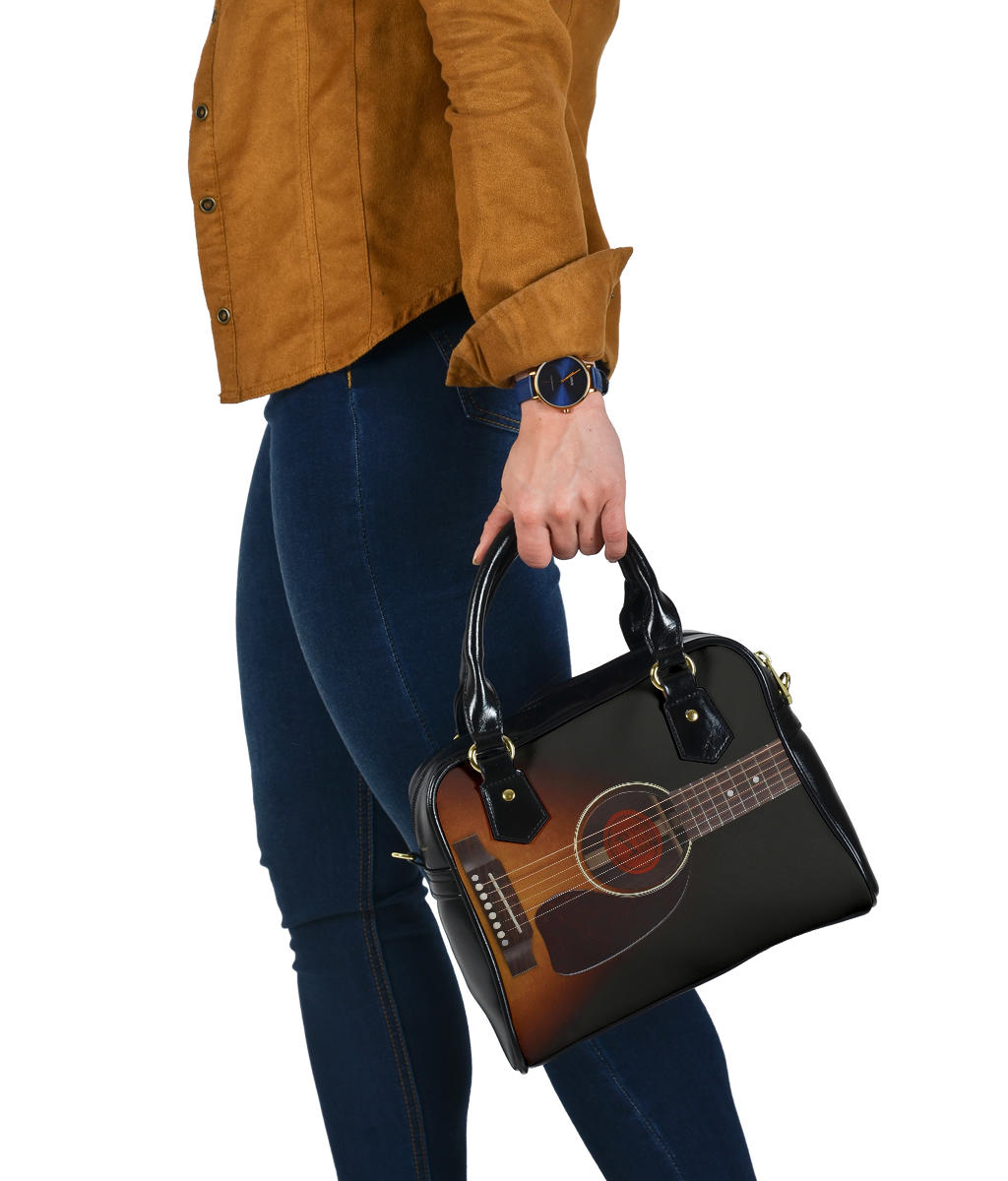 Black Guitar Shoulder Handbag