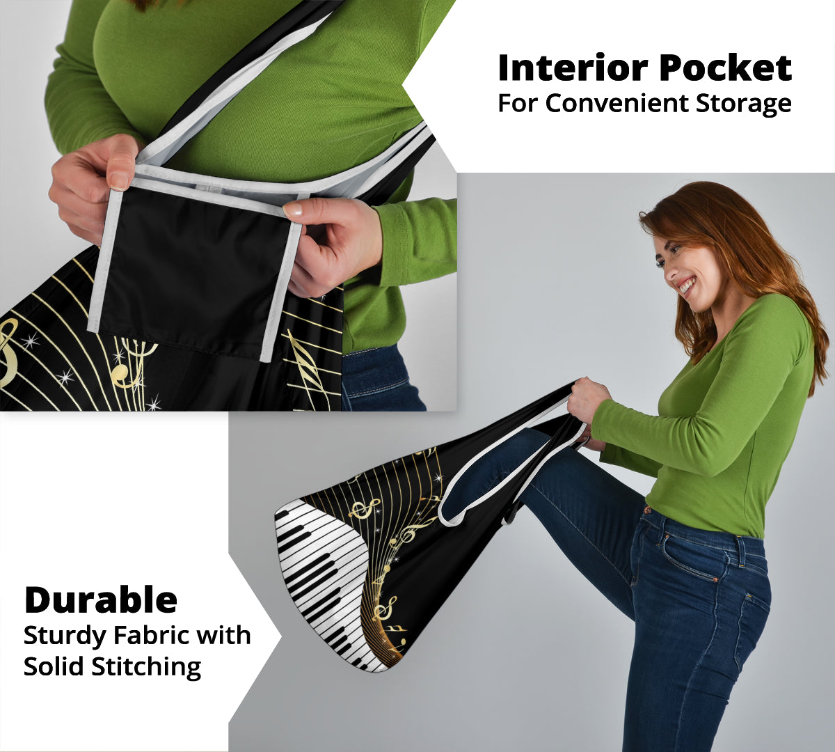 Piano Keys With Music Notes Grocery Bag 3-Pack