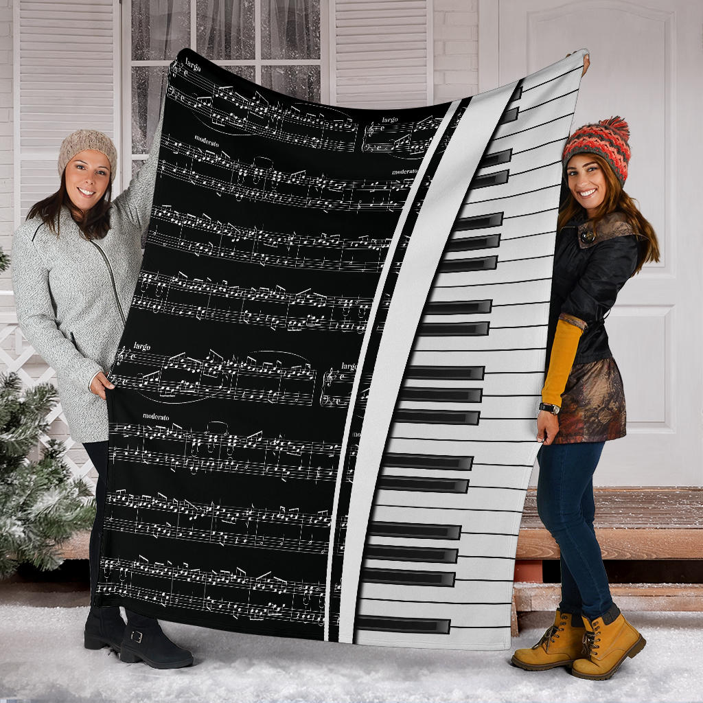 Sheet Music And Piano Black Blanket - { shop_name }} - Review