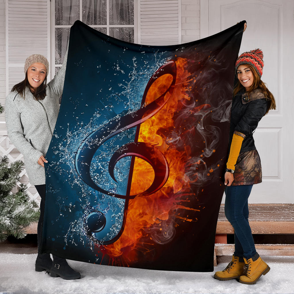 Treble Clef Ice And Fire Premium Blanket