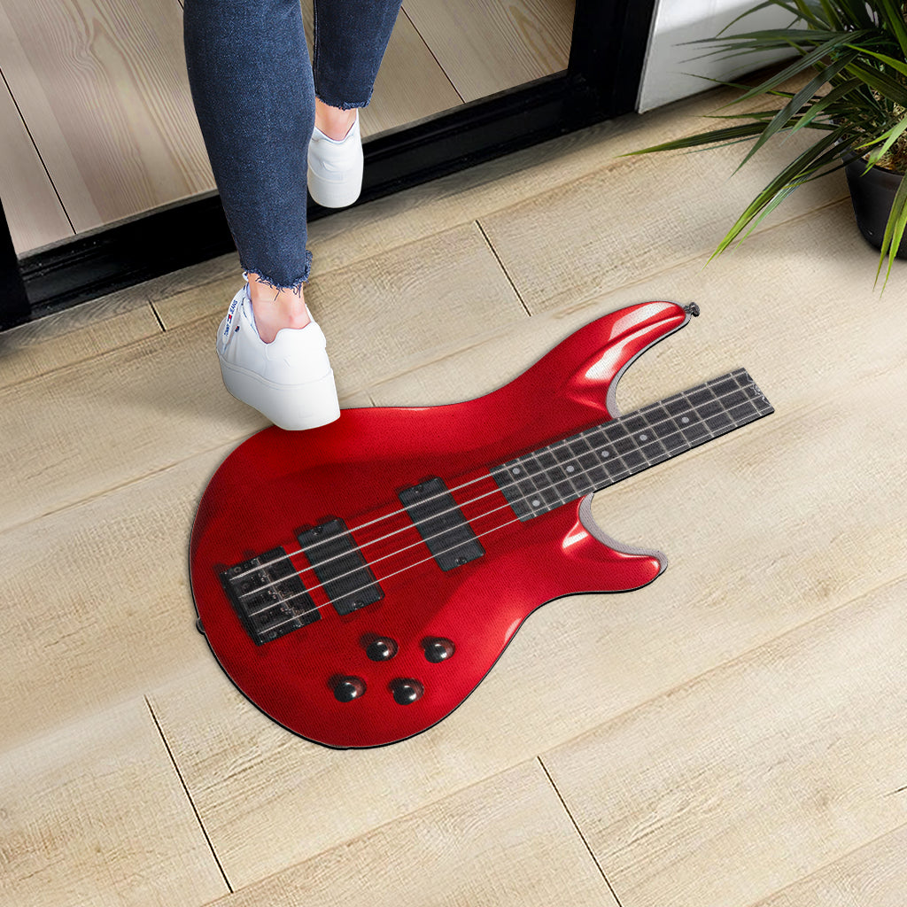 Red Guitar Shape Door Mat