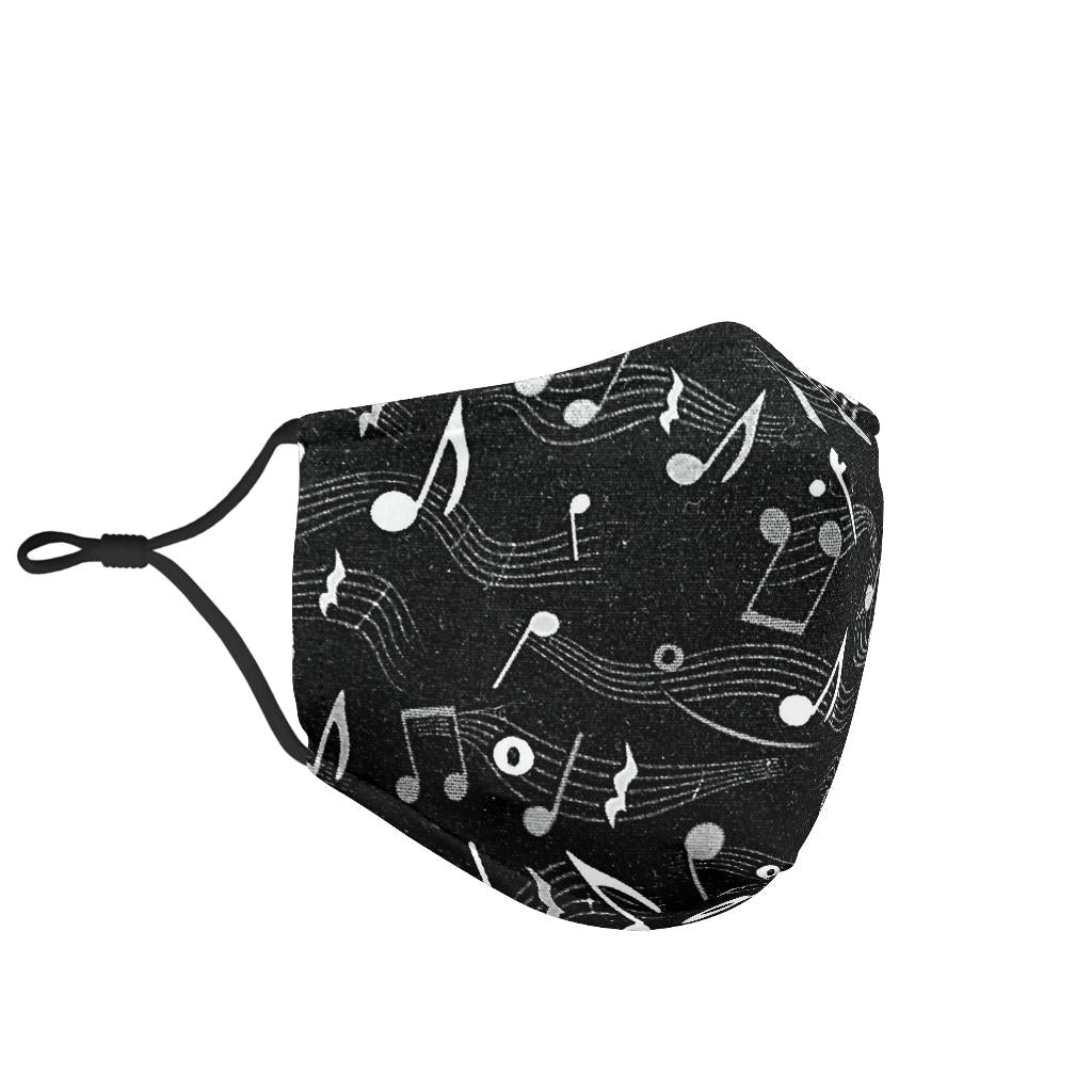 Music Notes Black Face Mask