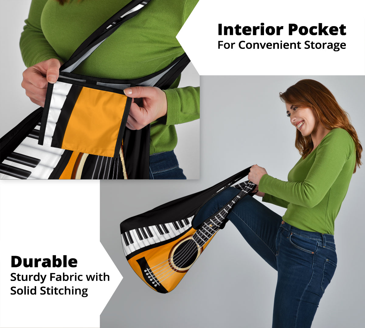 Piano And Guitar Grocery Bag 3-Pack