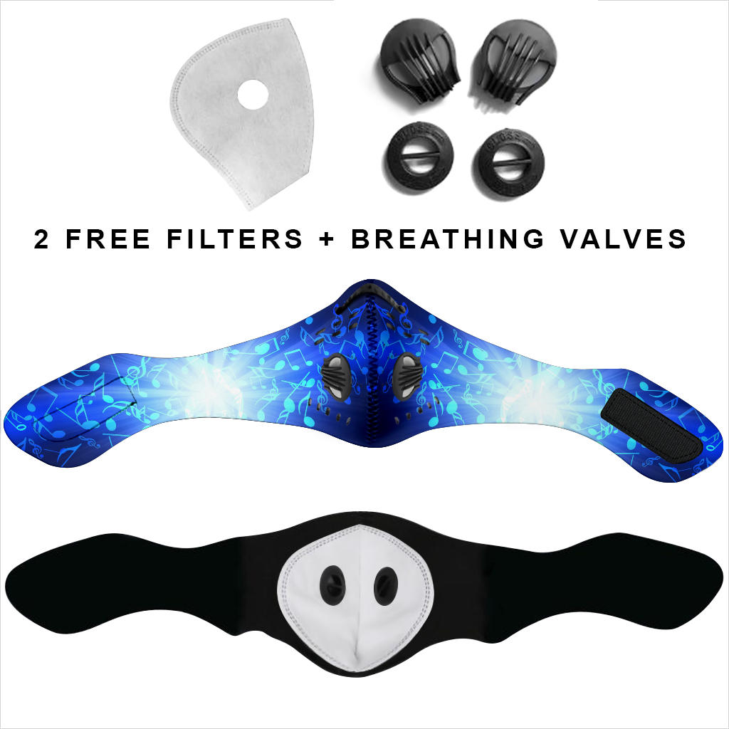 Musical Notes Blue Premium Face Mask - { shop_name }} - Review