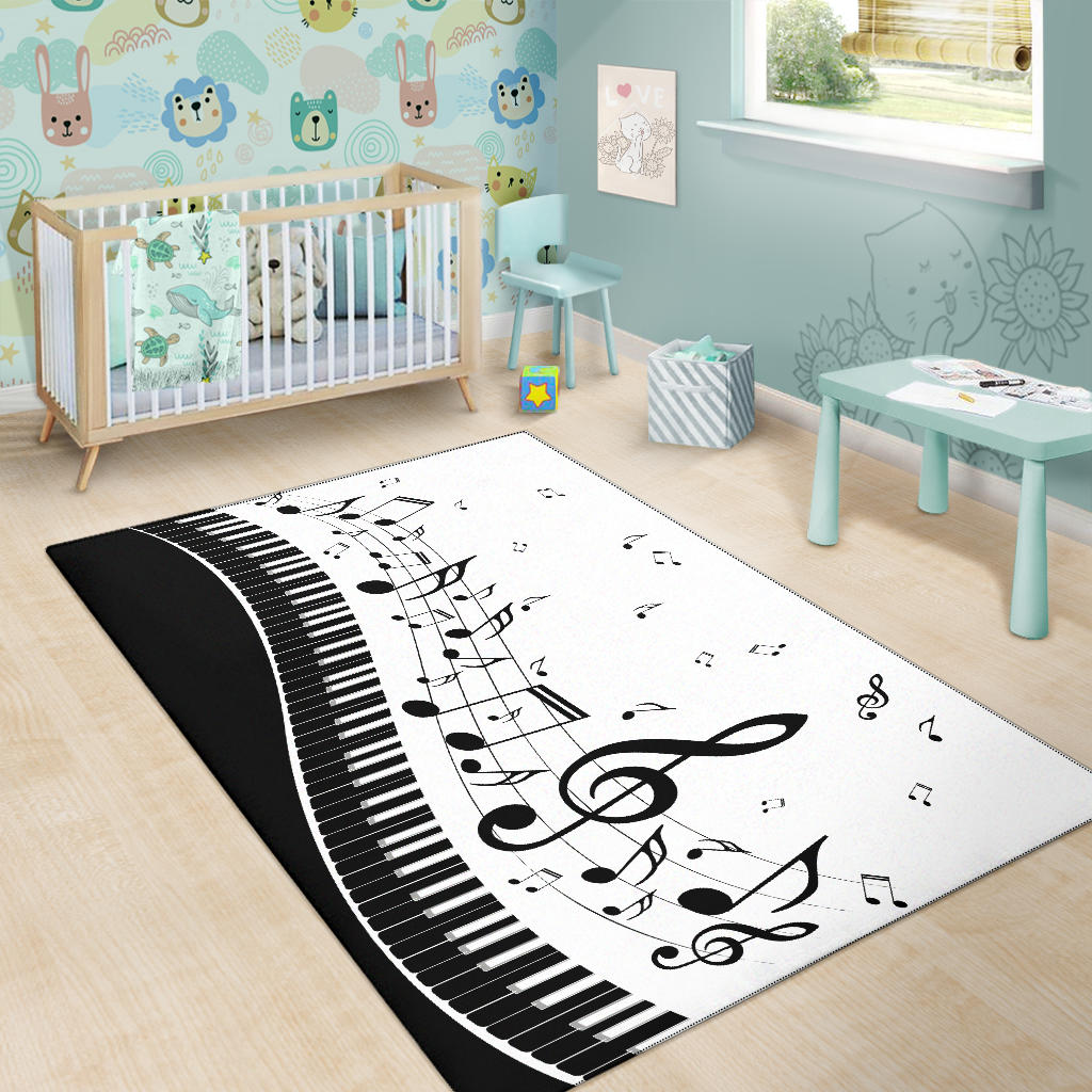 Music Notes And Piano Keys Area Rug