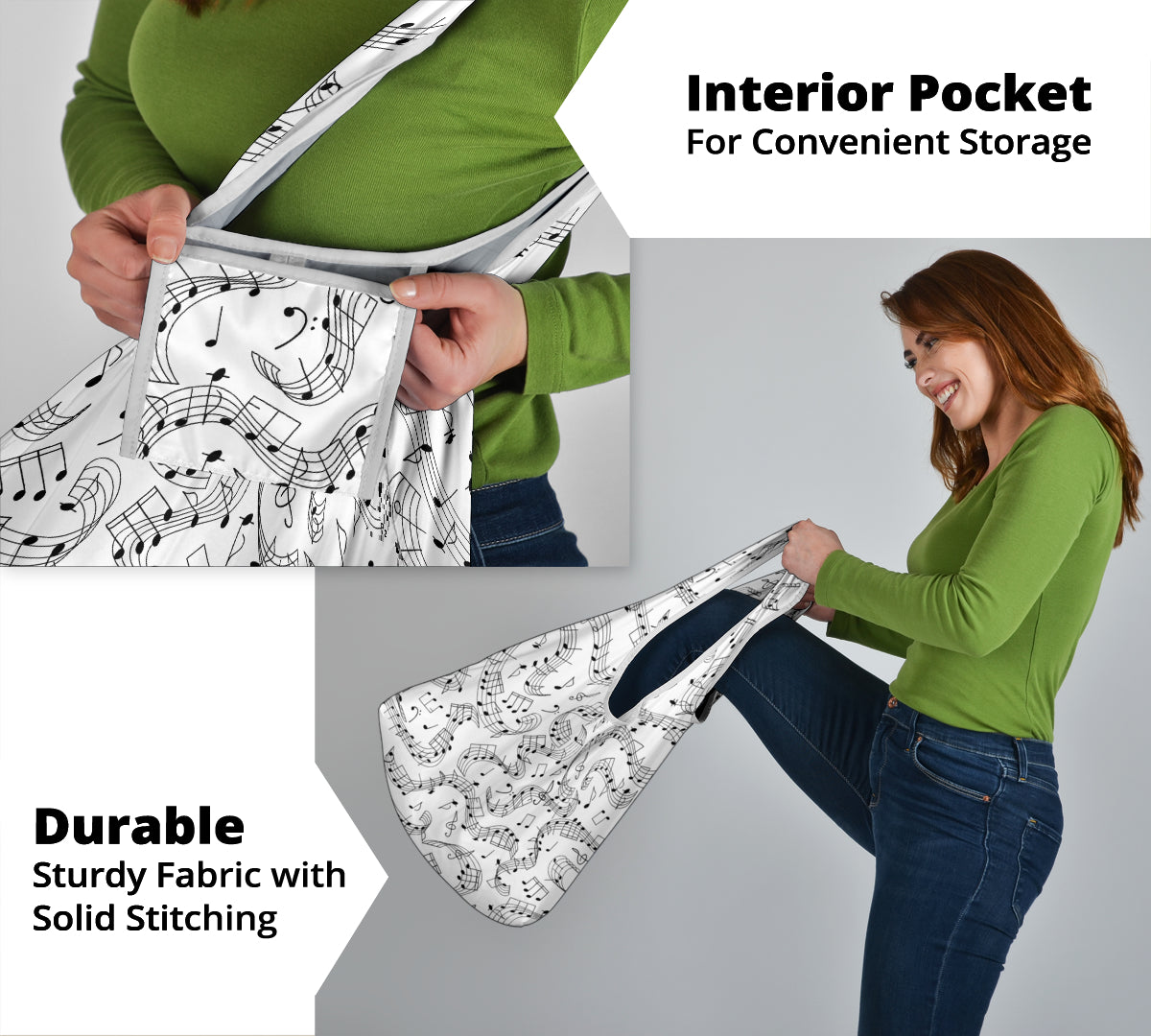 Music Notes Grocery Bag 3-Pack