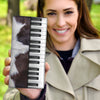 Piano Keys Fur Leather Wallet