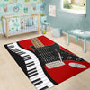 Piano Keys And Red Electric Guitar Area Rug