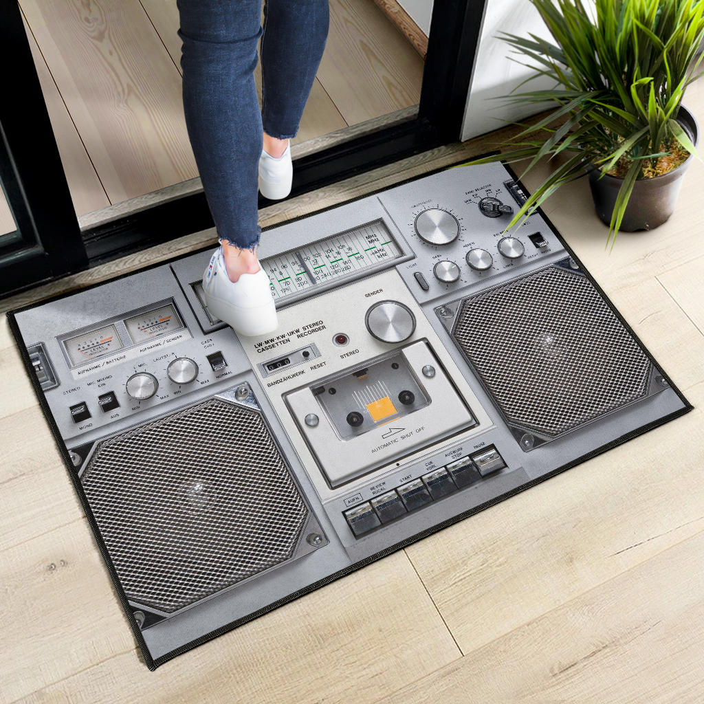 White Stereo Door Mat