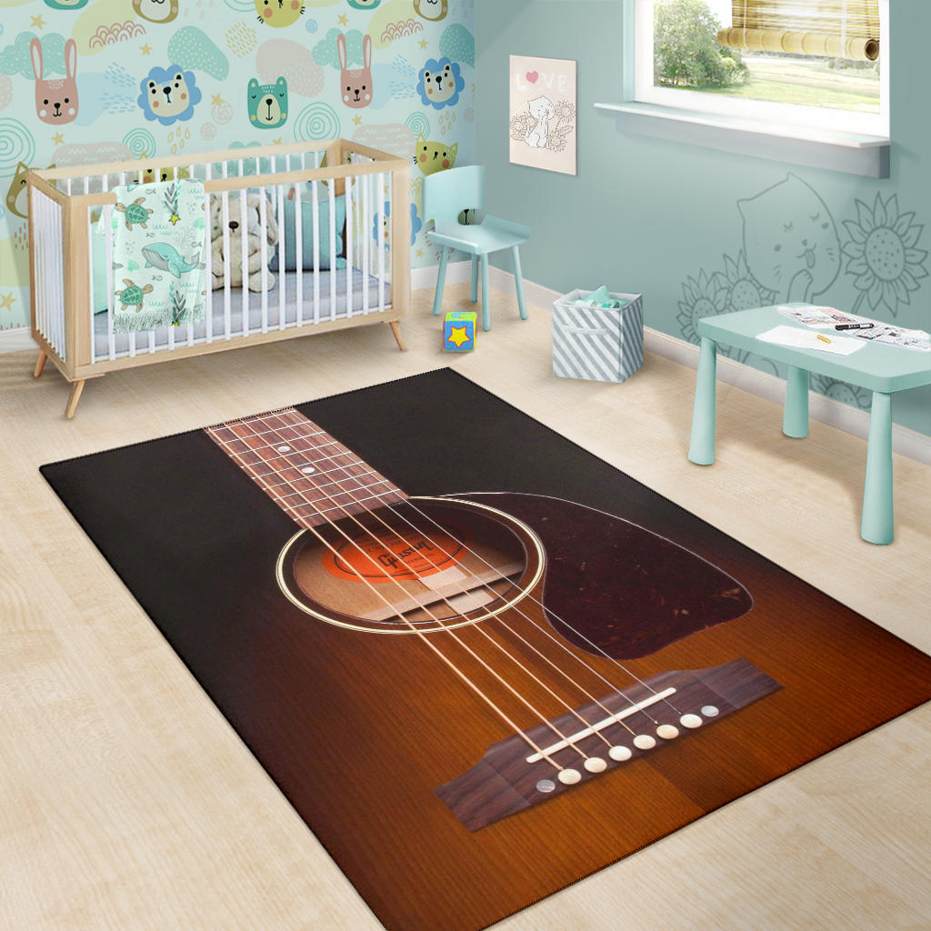 Black Guitar Area Rug