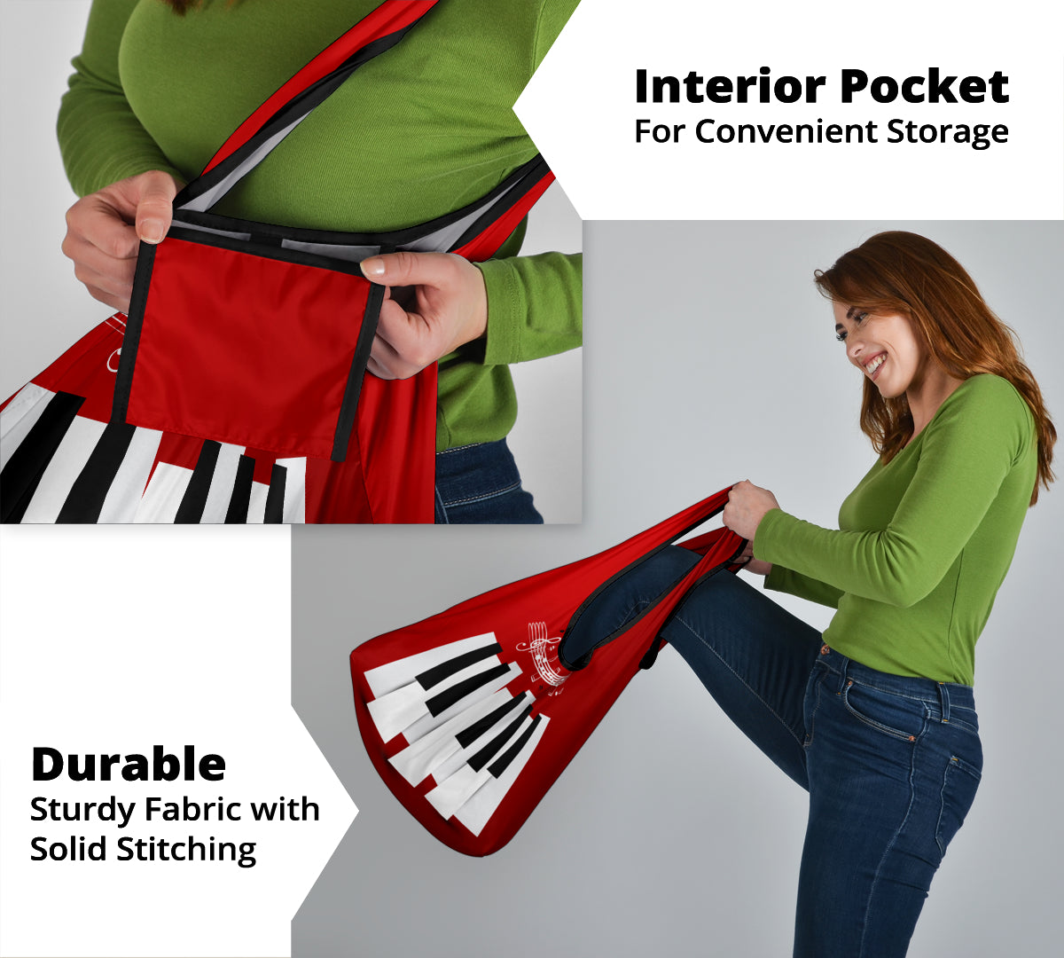 Piano Key And Music Notes Grocery Bag 3-Pack