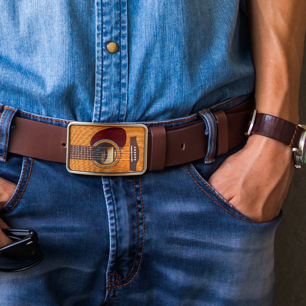 Wooden Guitar Belt Buckle