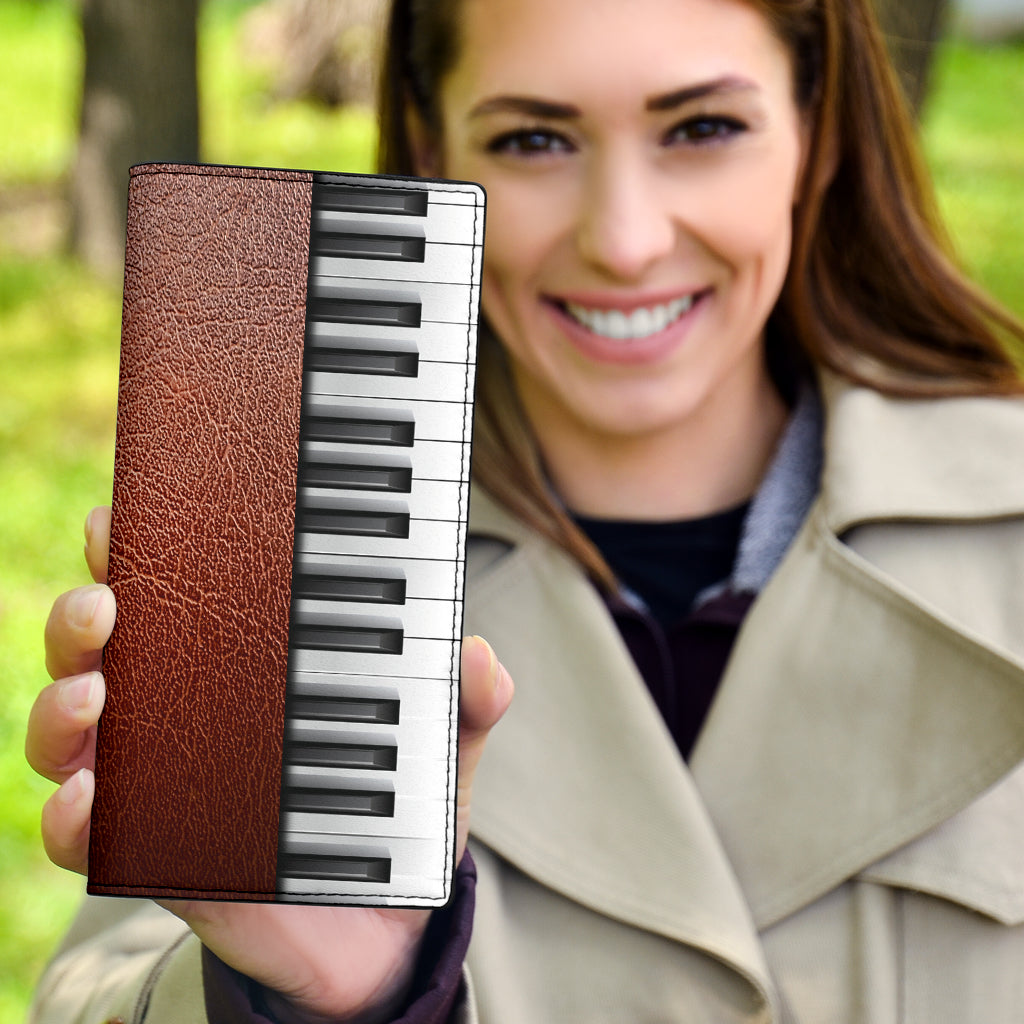 Piano Keys Red Leather Wallet