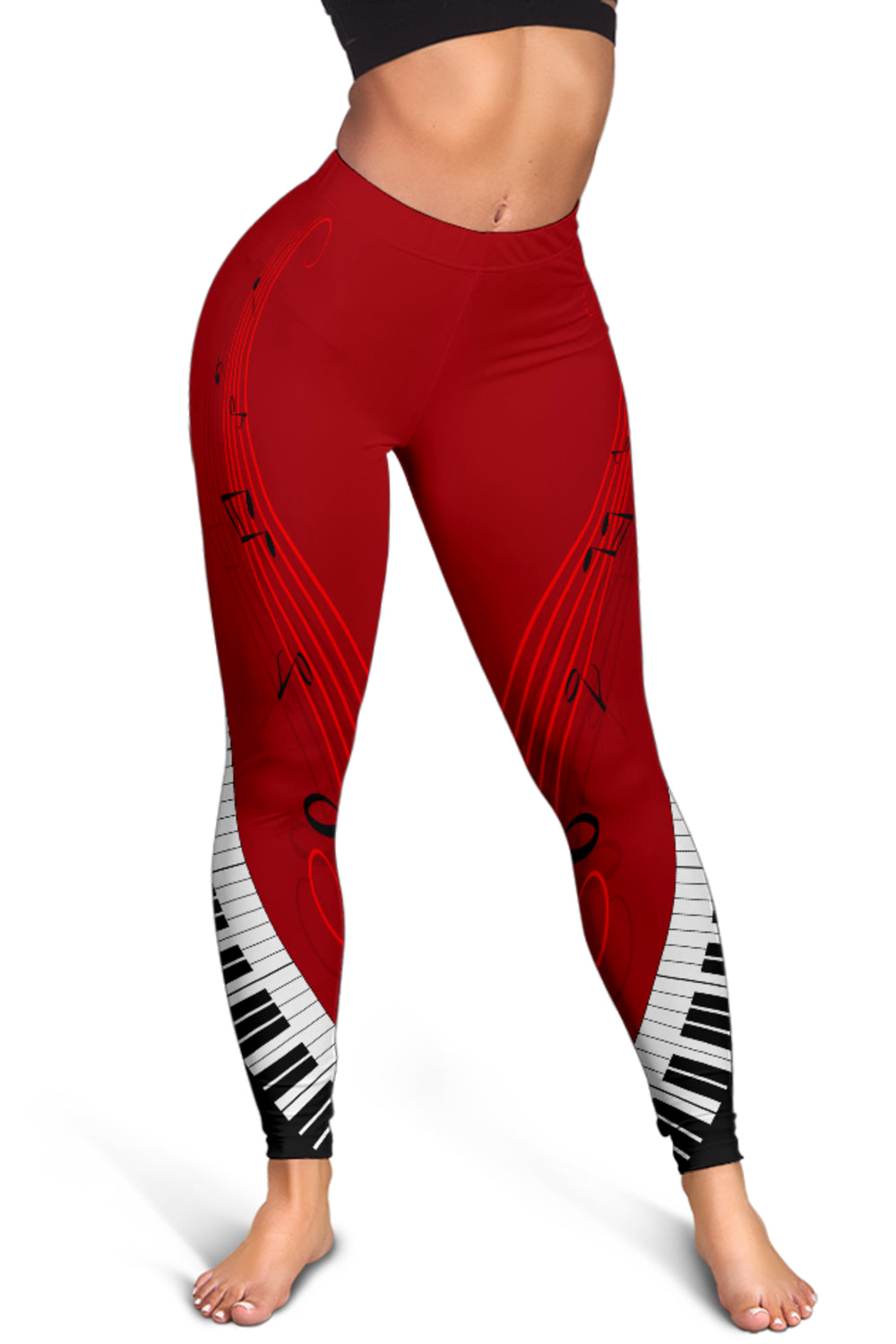 Piano Keys Red And Black Leggings