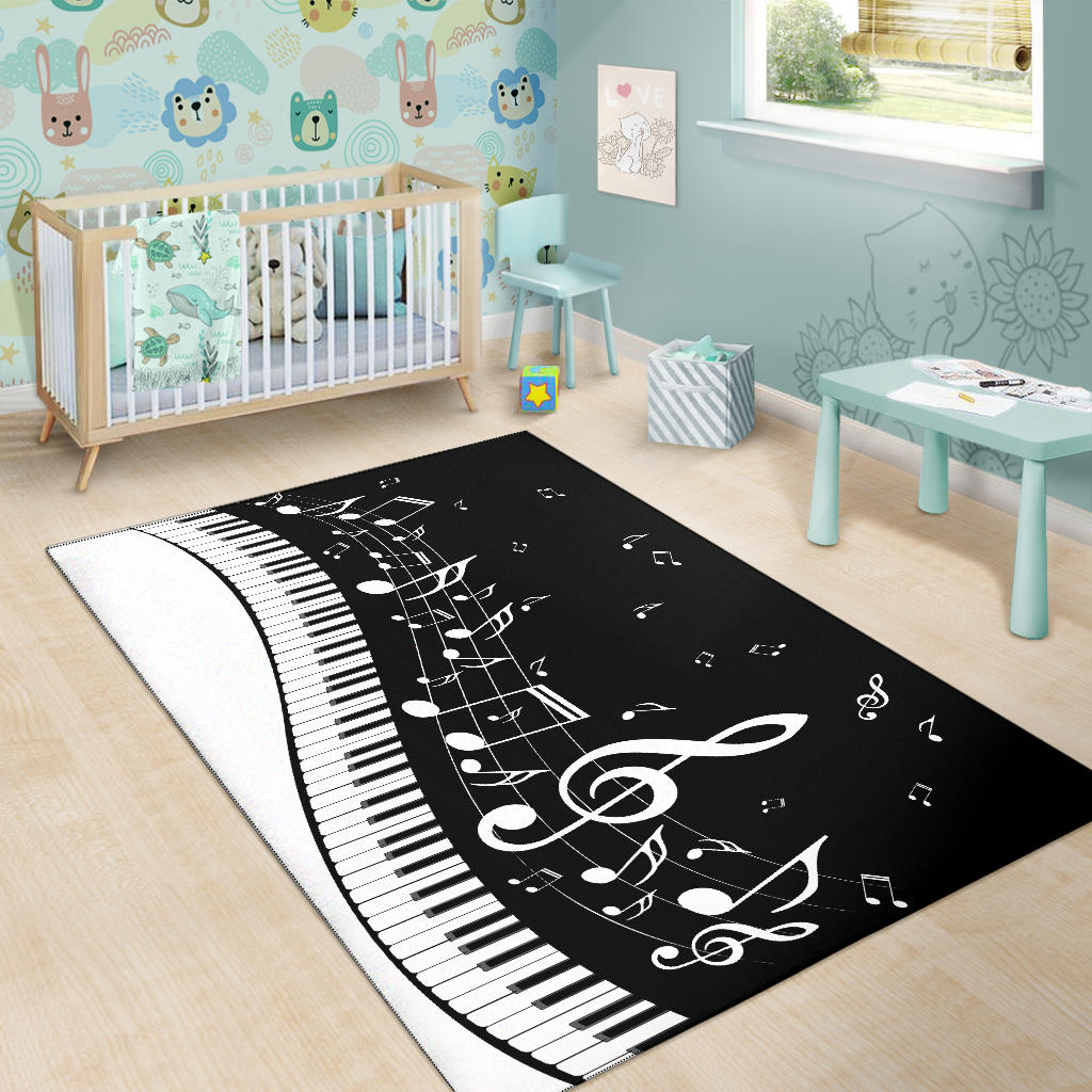 Music Notes And Piano Area Rug