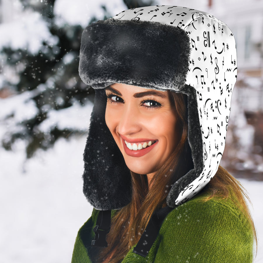 Musical Seamless White Trapper Hat