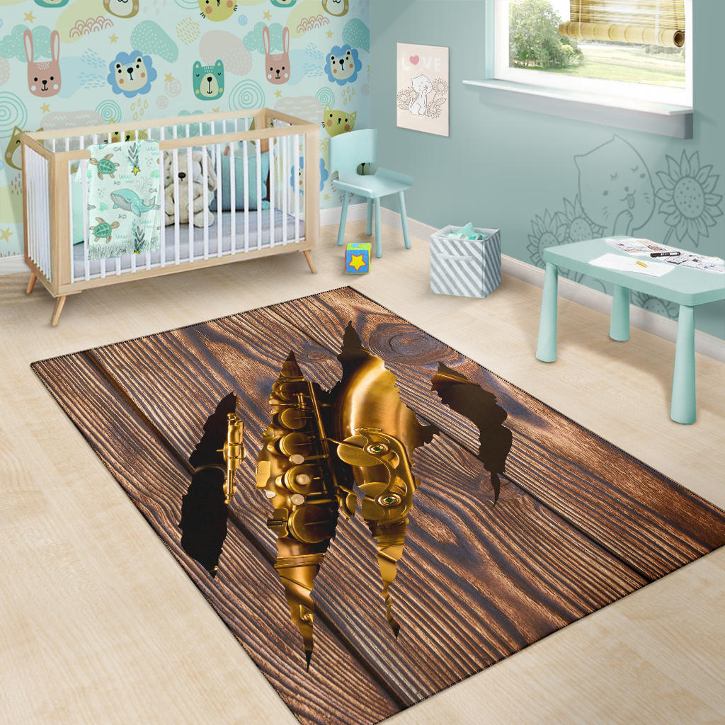 Wood Saxophone Area Rug