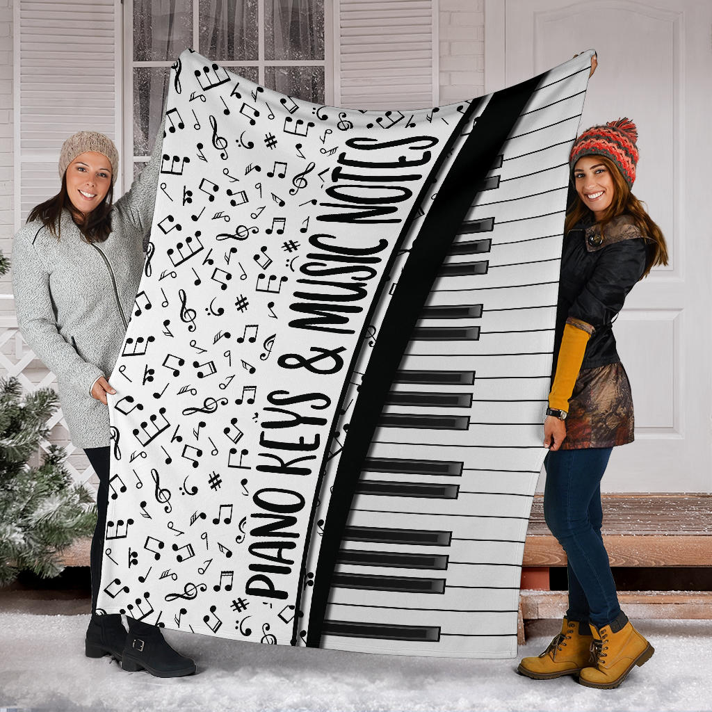 Piano Keys & Music Notes Premium Blanket