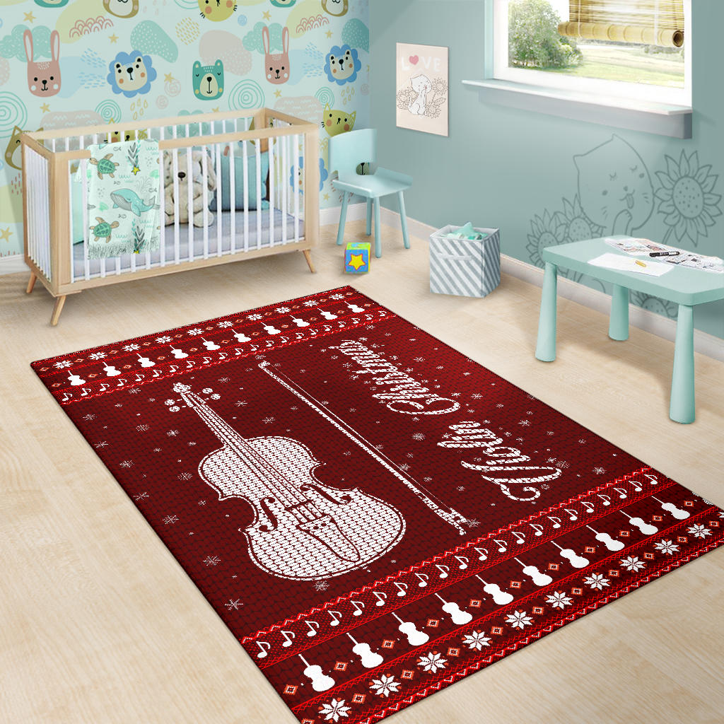 Violin Christmas Area Rug